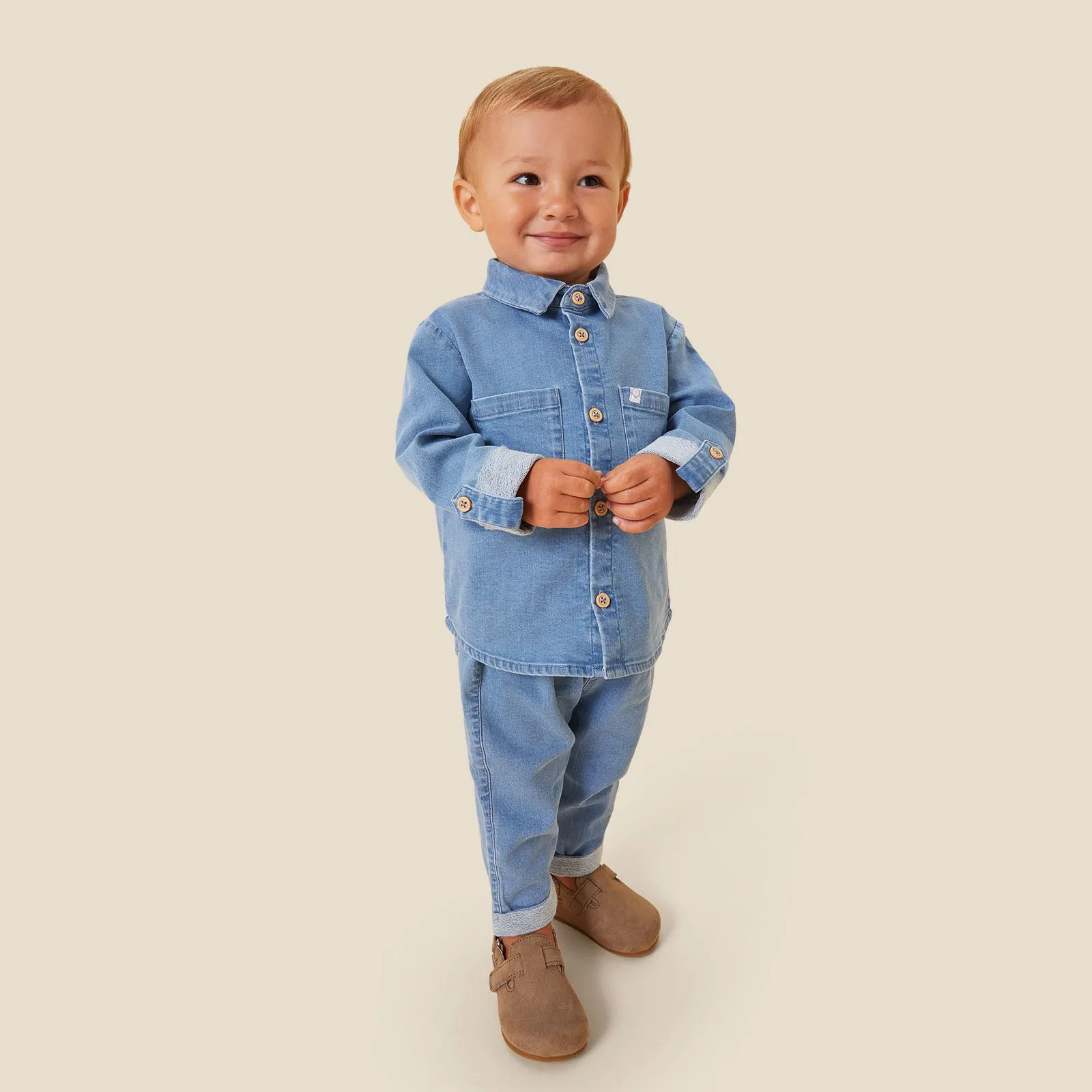 Baby Denim Shirt & Joggers Outfit