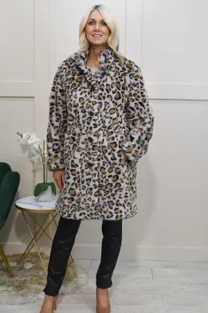 Betty Barclay Faux Fur Leopard Print Coat-4437/2902