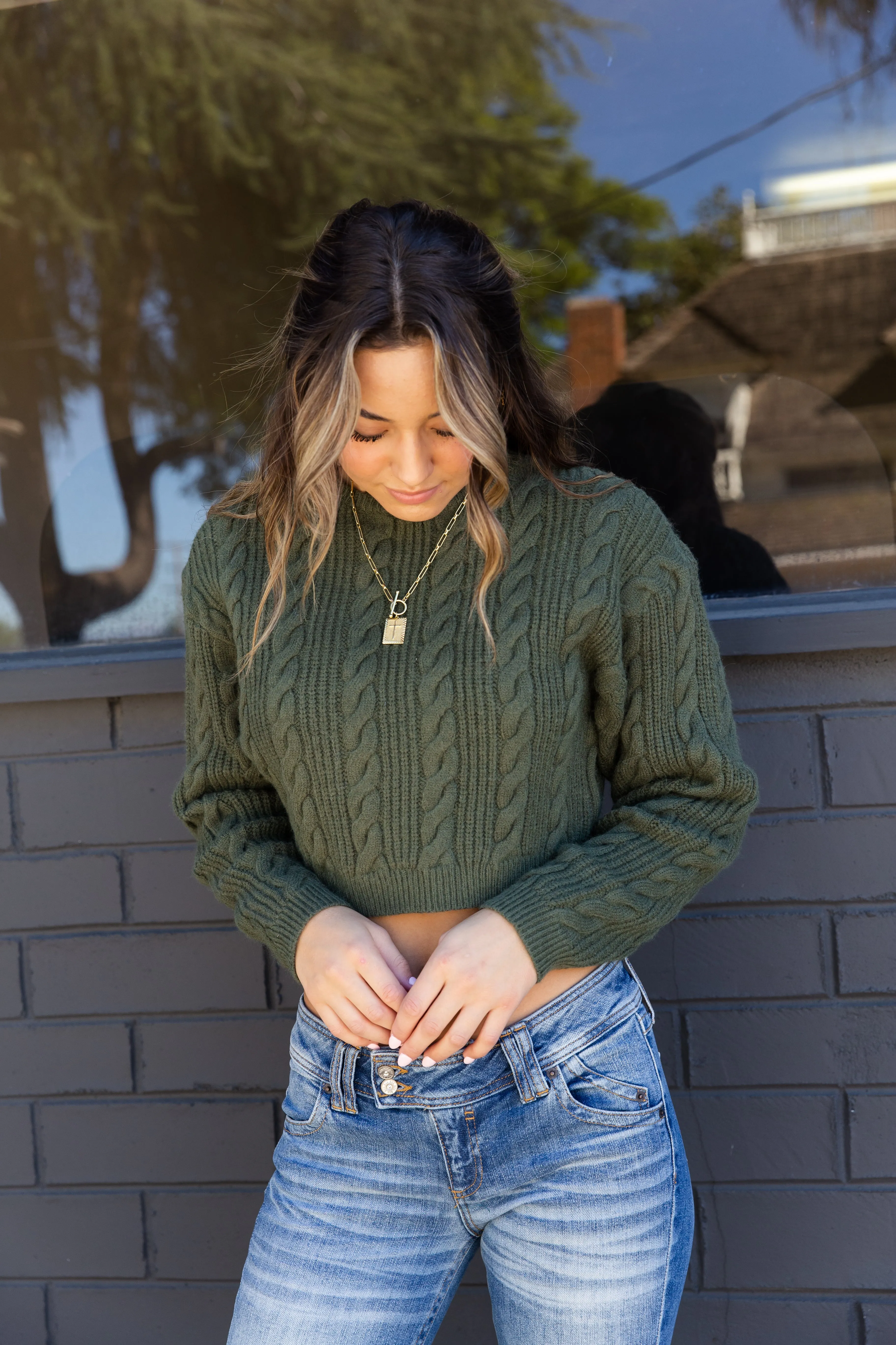 Cable Knit Crop Sweater