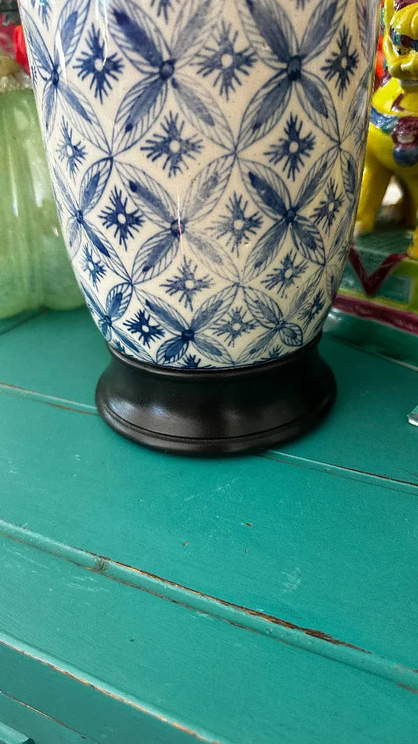 CBK White Blue Ceramic Jar - Chinoiserie