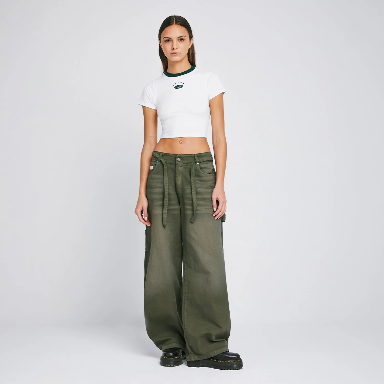 Dirty-Wash Pants - Military Green