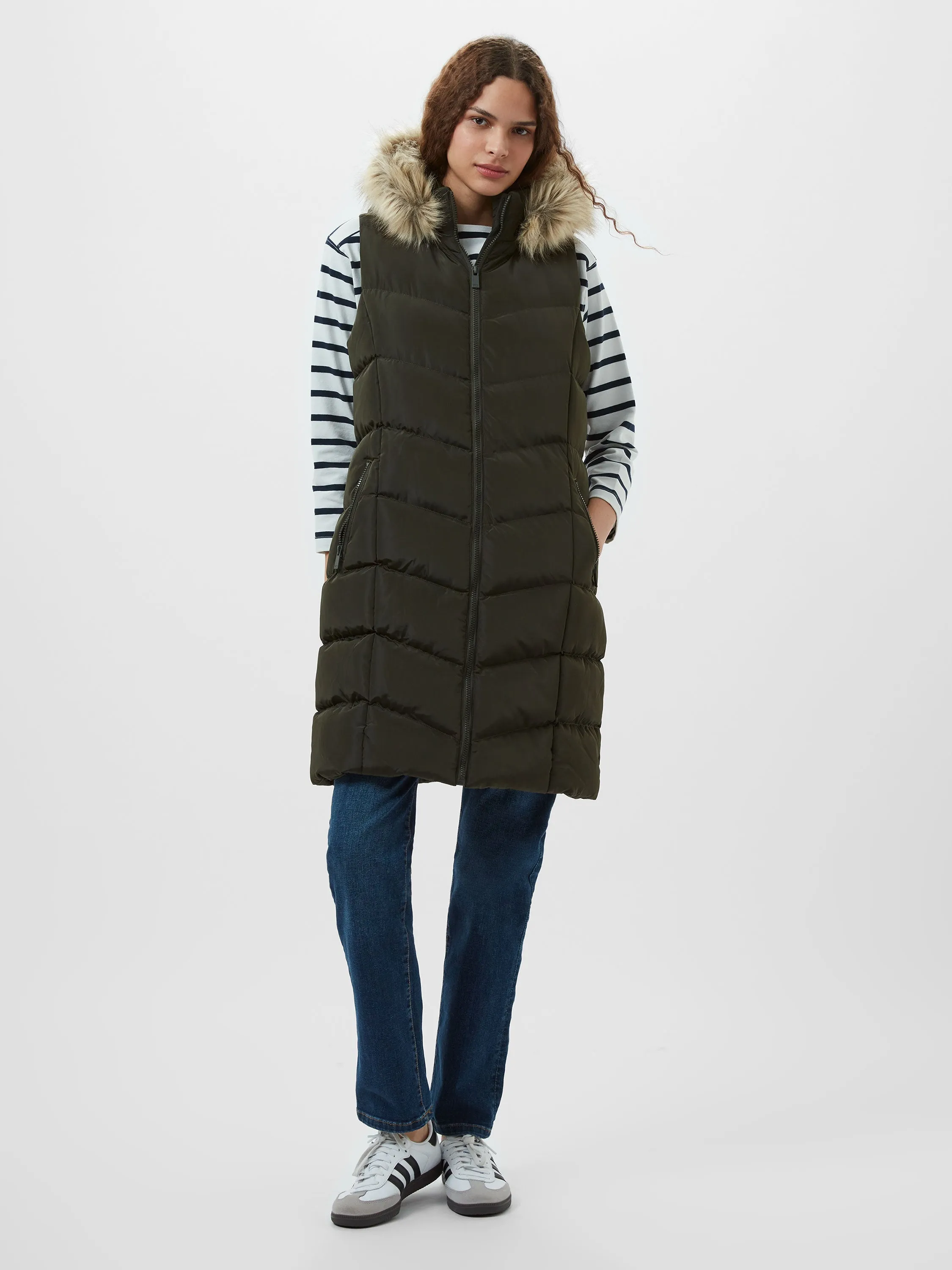 Faux Fur Hooded Chevron Gilet