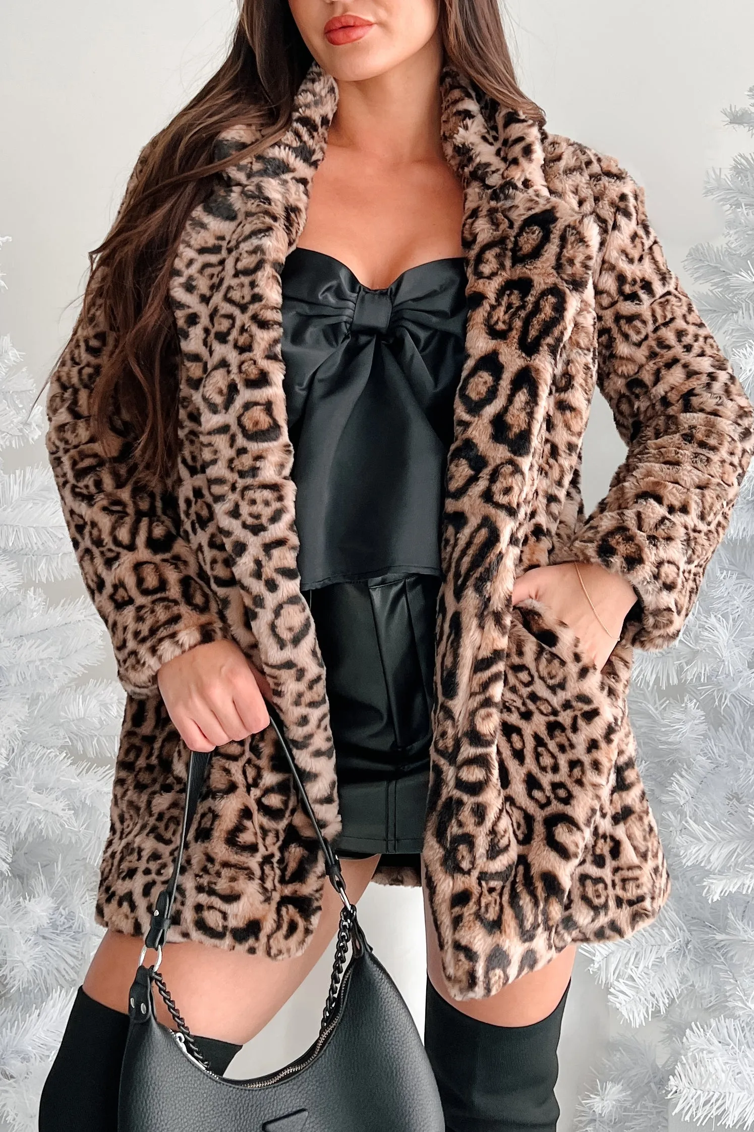 Feline Fine Leopard Faux Fur Coat (Taupe)