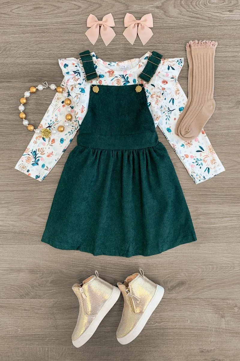 Floral Corduroy Dress Set