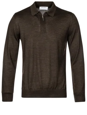 Half-Zip Tennis Polo Brown