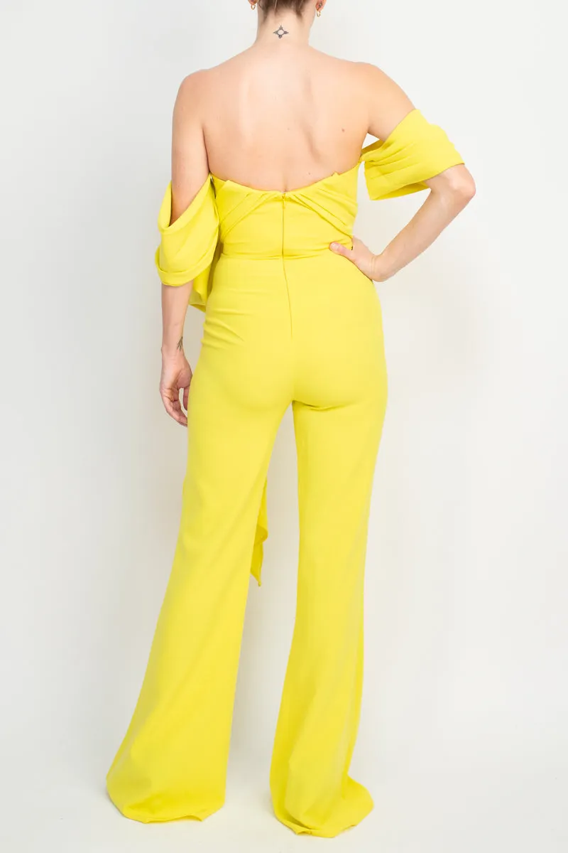 Jovani off the shoulder scuba crepe jumpsuit