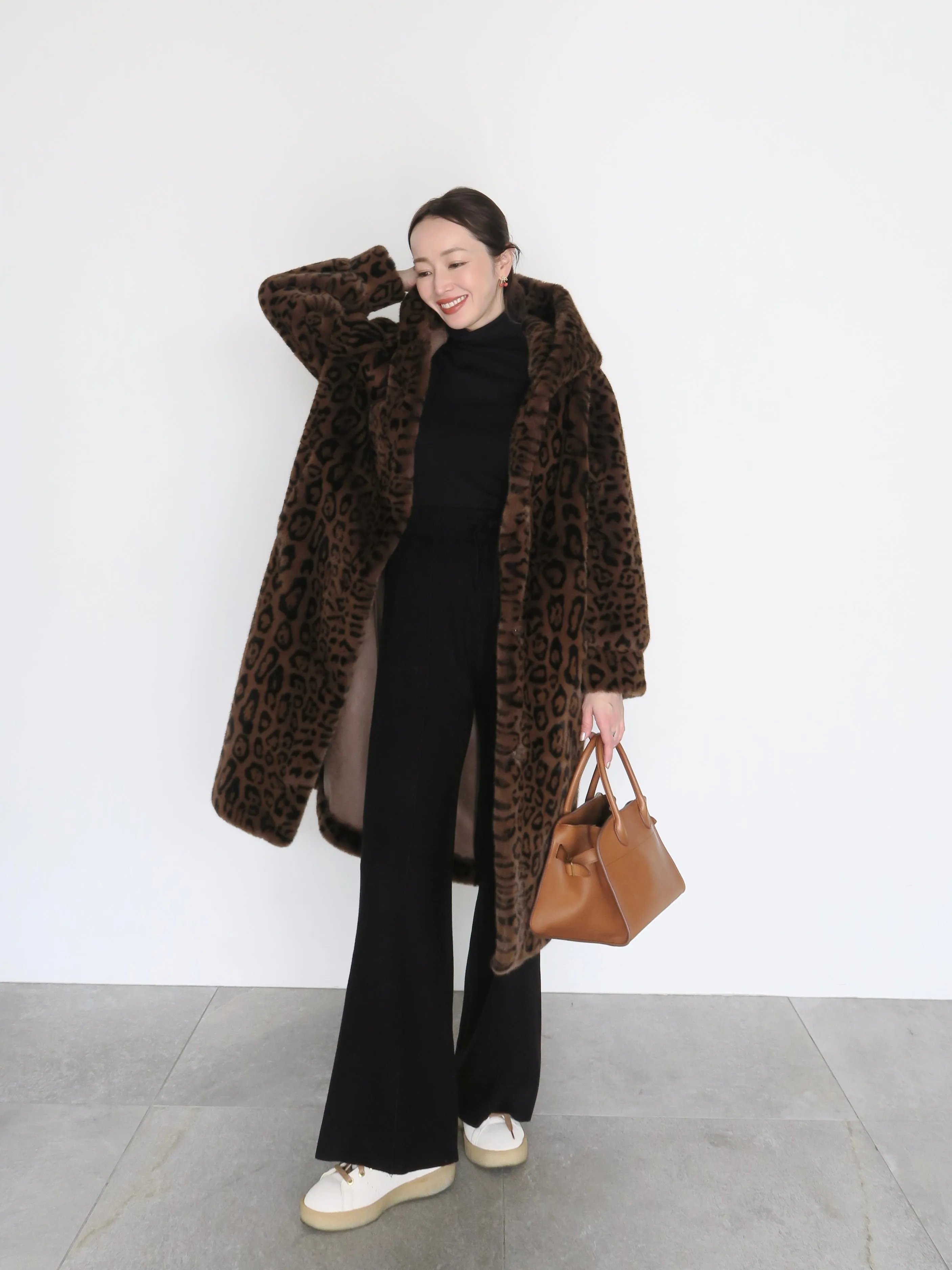 LEOPARD HOOD FUR COAT