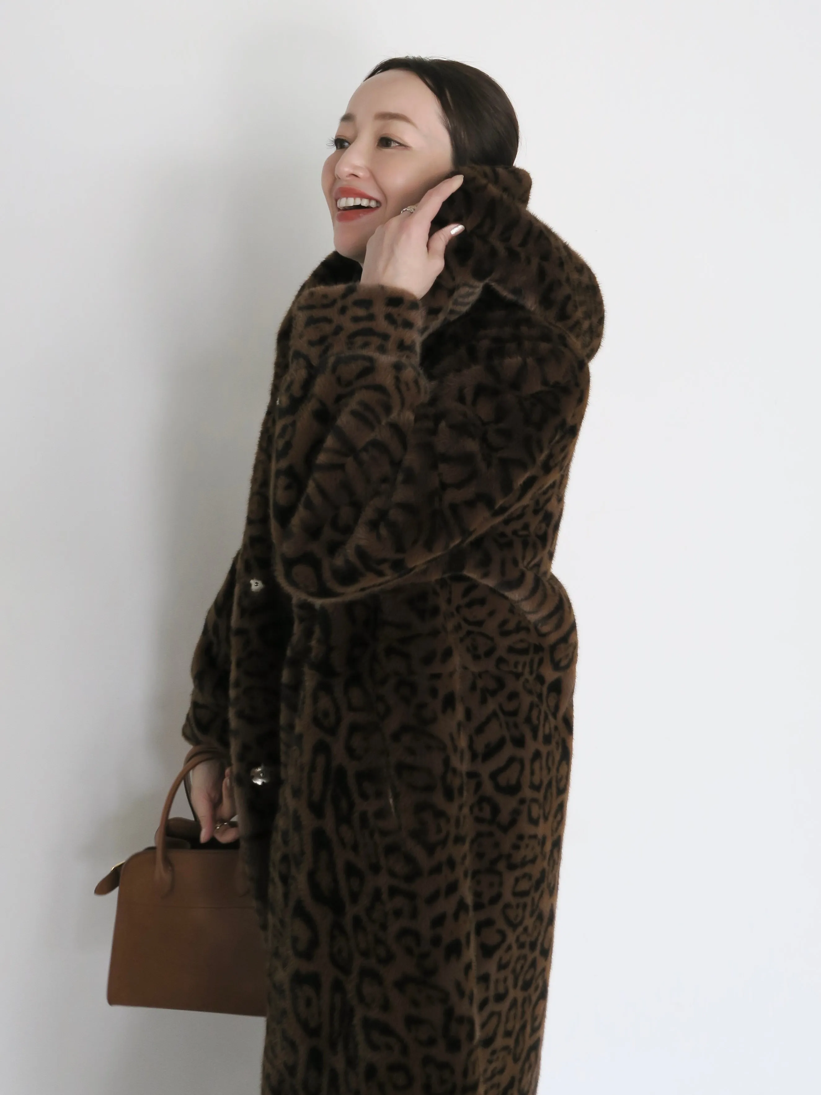 LEOPARD HOOD FUR COAT