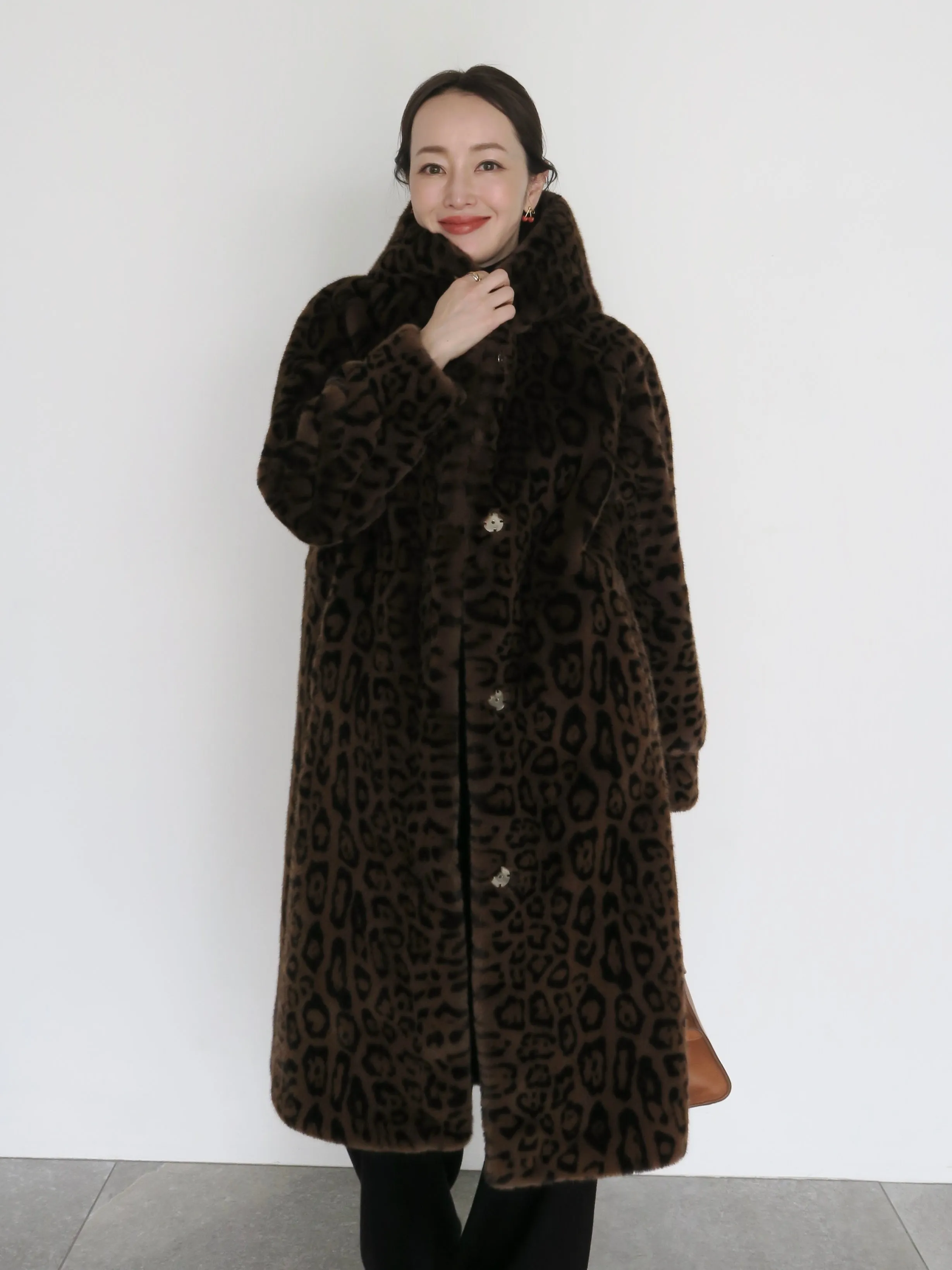 LEOPARD HOOD FUR COAT