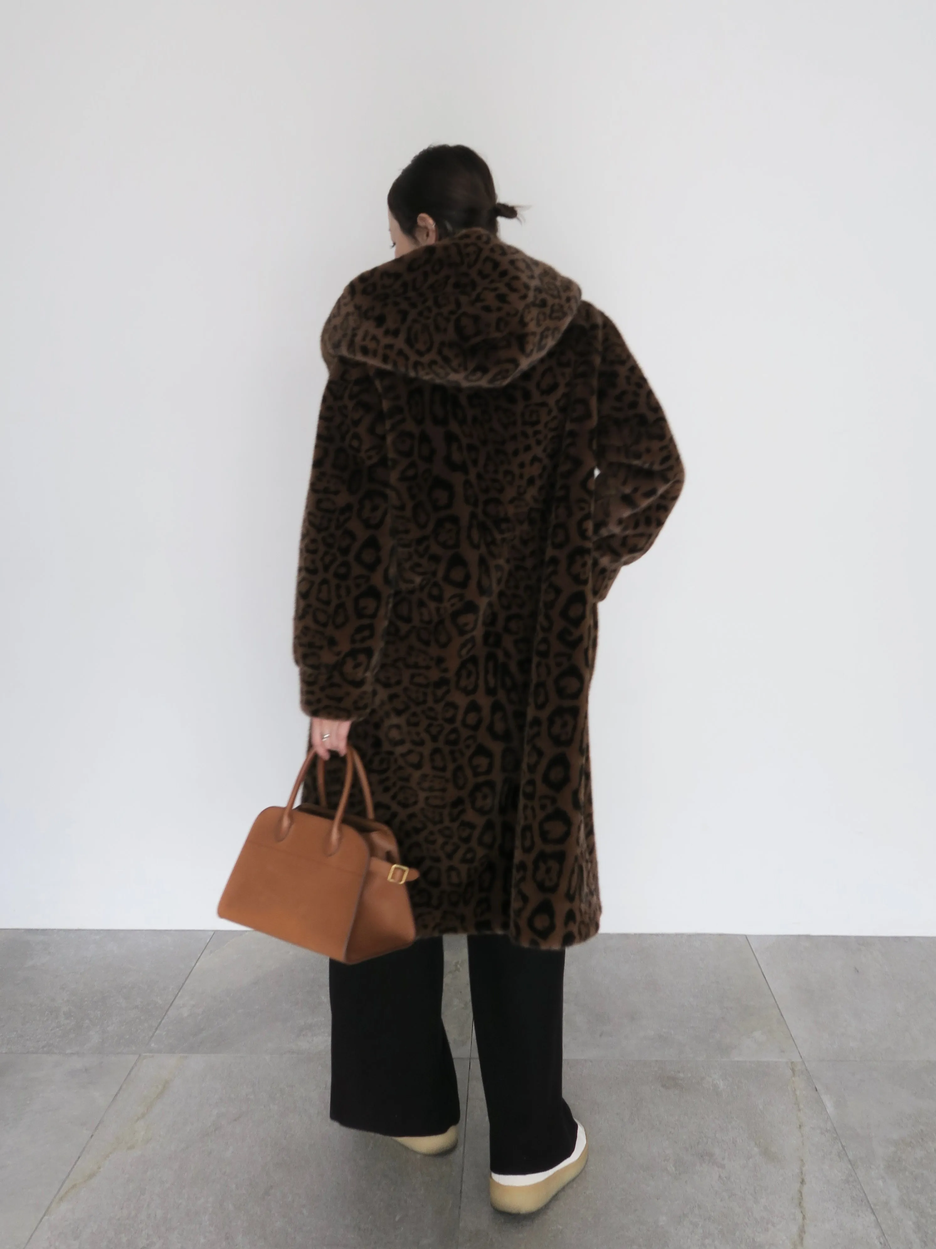 LEOPARD HOOD FUR COAT