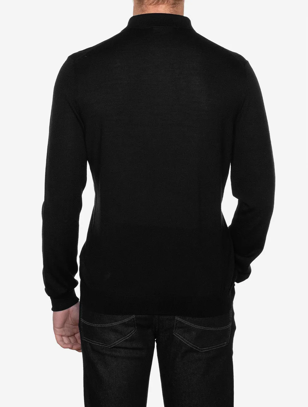 Long Sleeve Tennis Polo Black