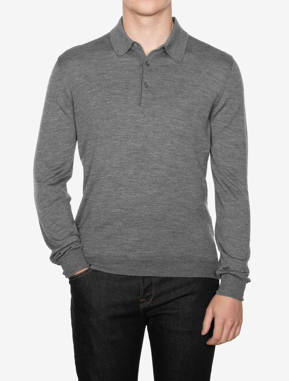 Long Sleeve Tennis Polo Grey