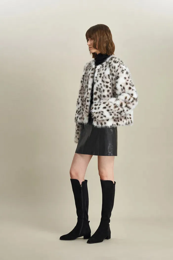 Lucrezia Snow Leopard Coat in Premium Faux Fur