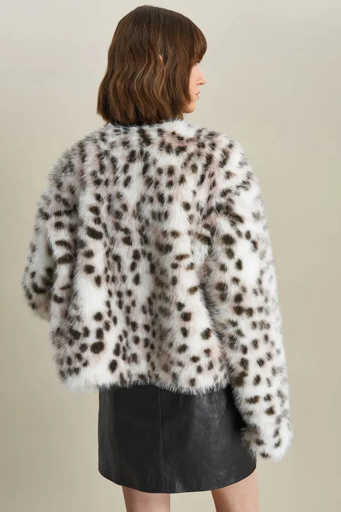 Lucrezia Snow Leopard Coat in Premium Faux Fur