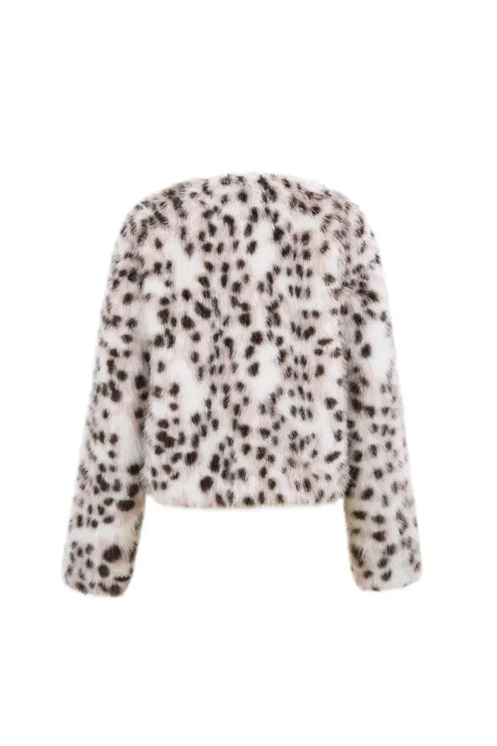 Lucrezia Snow Leopard Coat in Premium Faux Fur