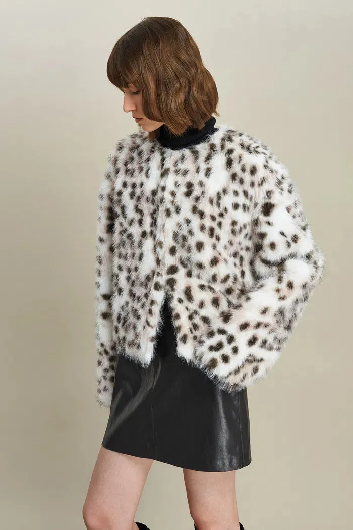 Lucrezia Snow Leopard Coat in Premium Faux Fur