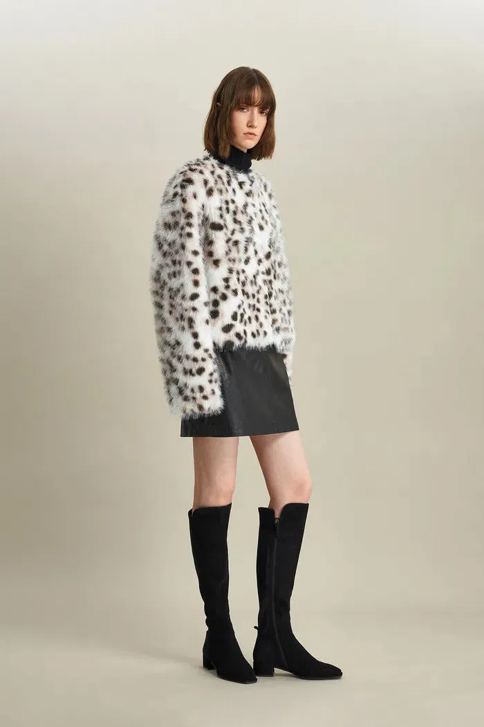 Lucrezia Snow Leopard Coat in Premium Faux Fur