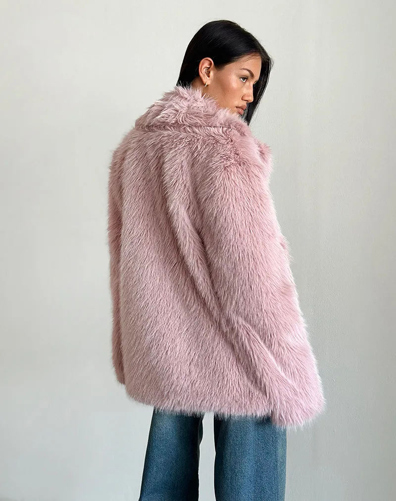 Lupita Jacket in Faux Fur Dusty Pink