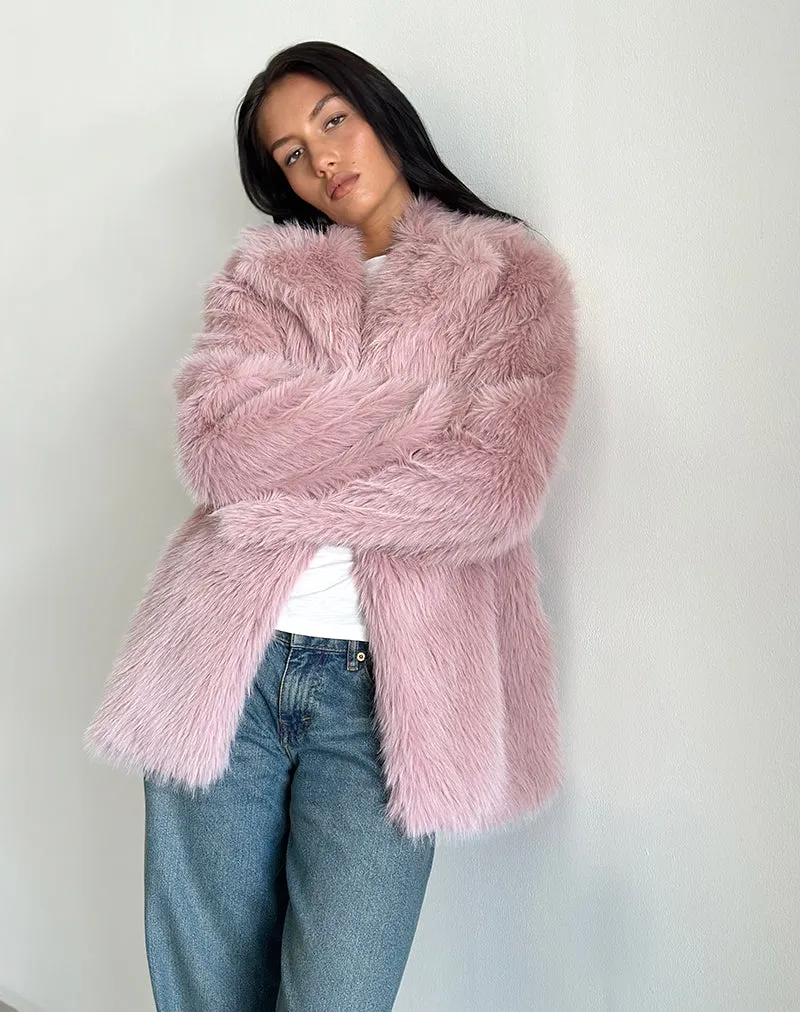 Lupita Jacket in Faux Fur Dusty Pink