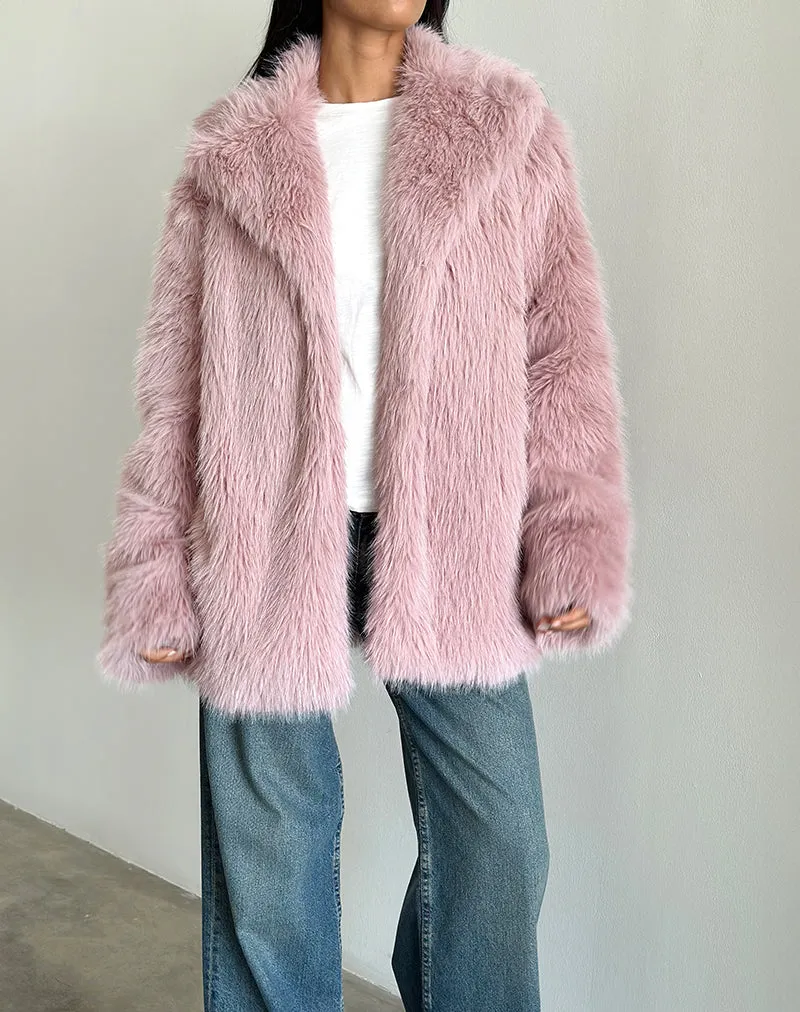 Lupita Jacket in Faux Fur Dusty Pink