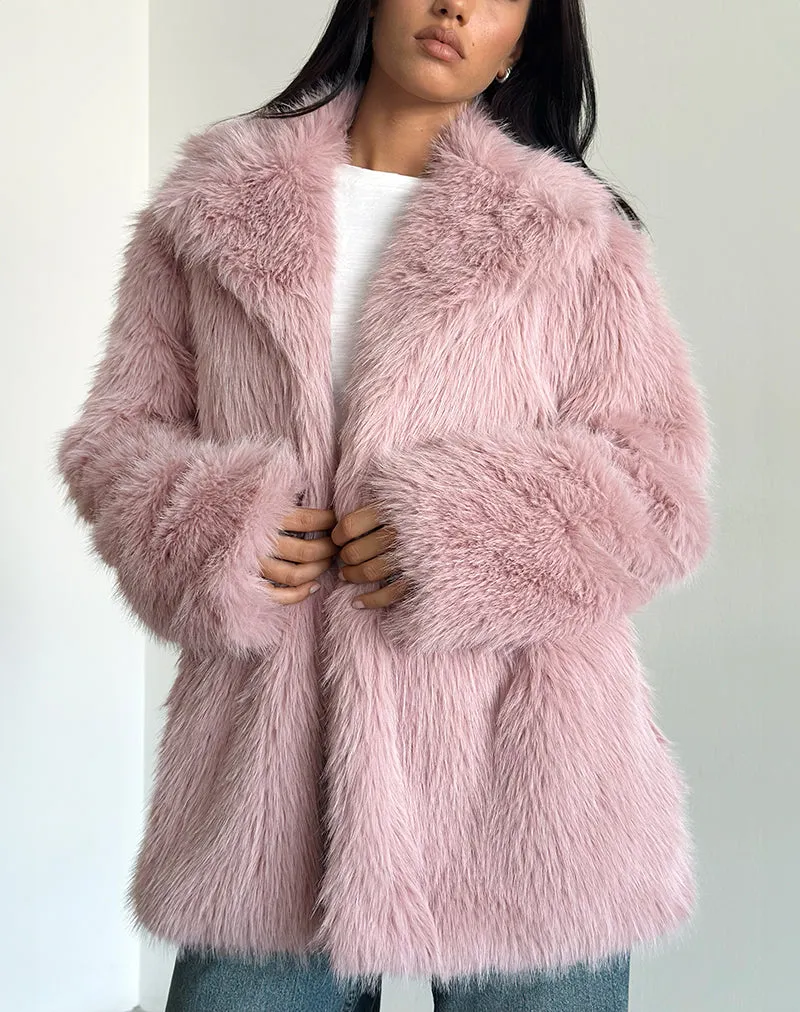 Lupita Jacket in Faux Fur Dusty Pink