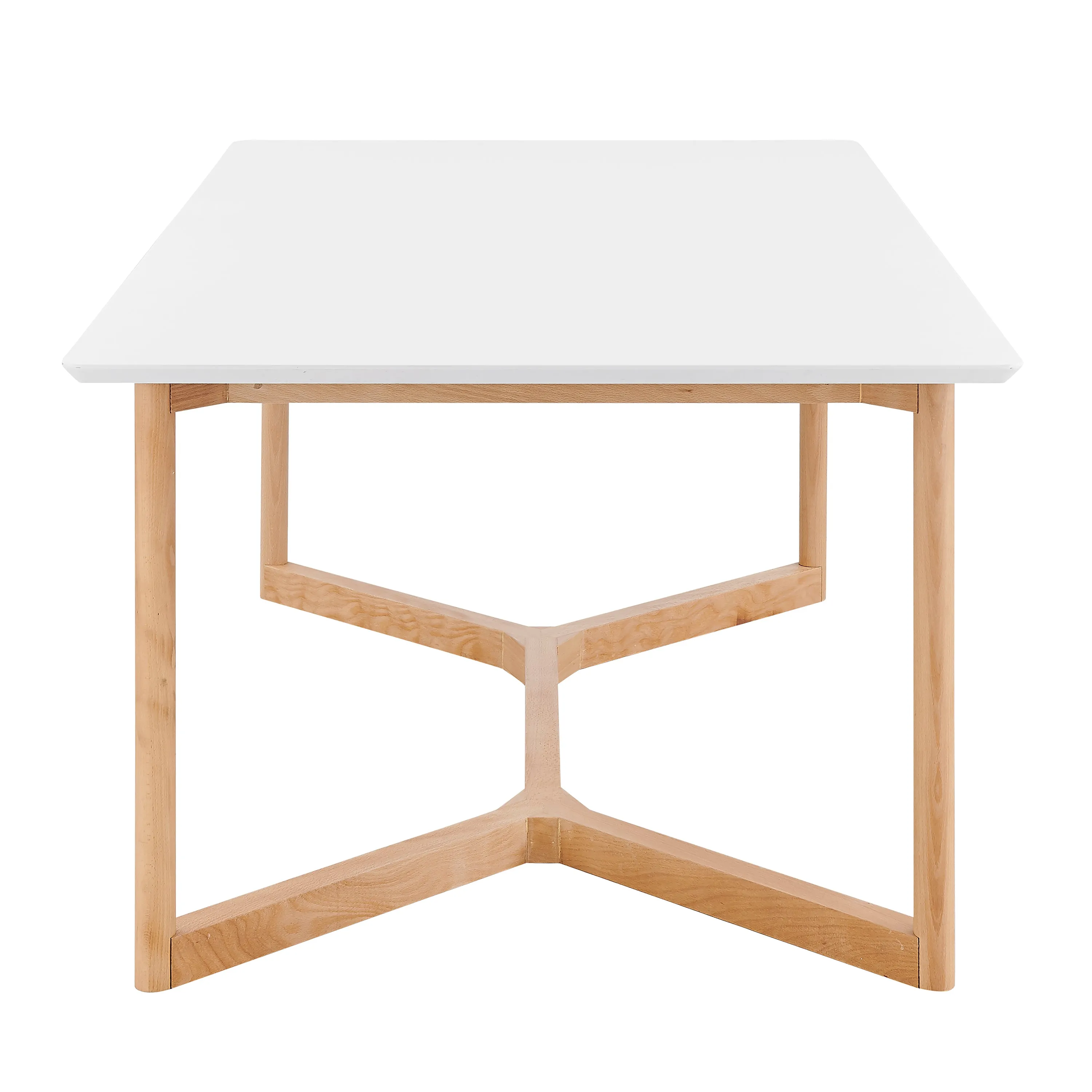 Matte White Natural Beech Wood 63" Meeting Table