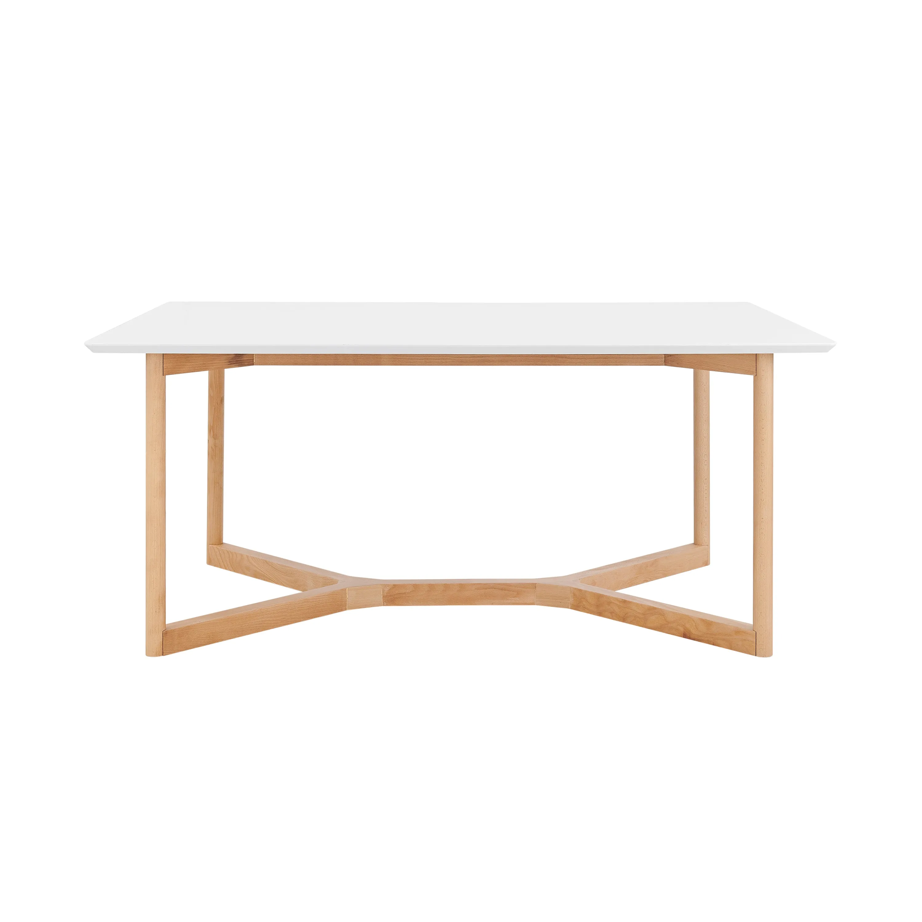 Matte White Natural Beech Wood 63" Meeting Table