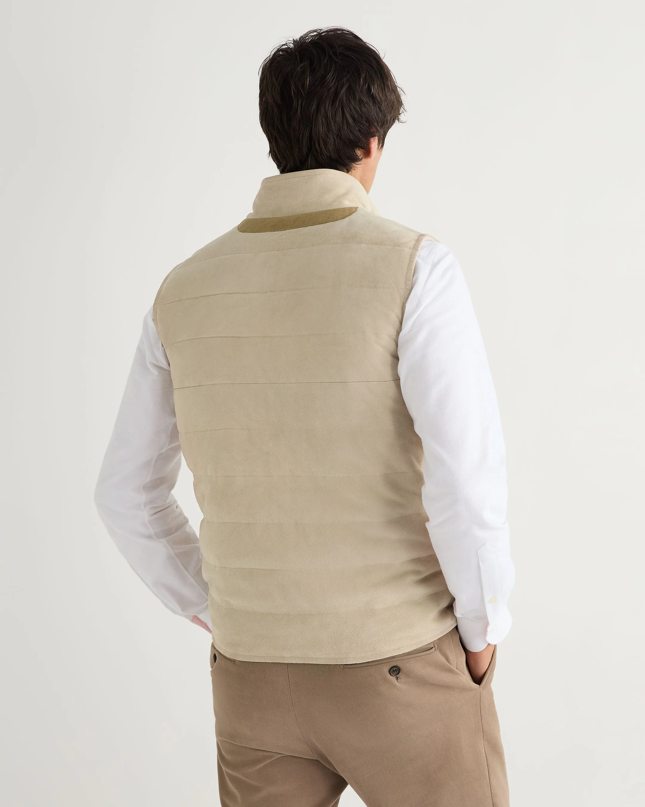 Men's Verbier Suede & Cashmere Gilet Ecru White