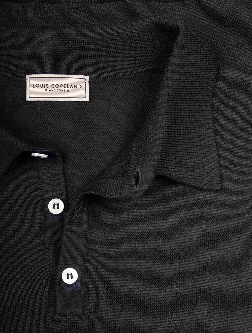 Merino Long Sleeve Polo Black