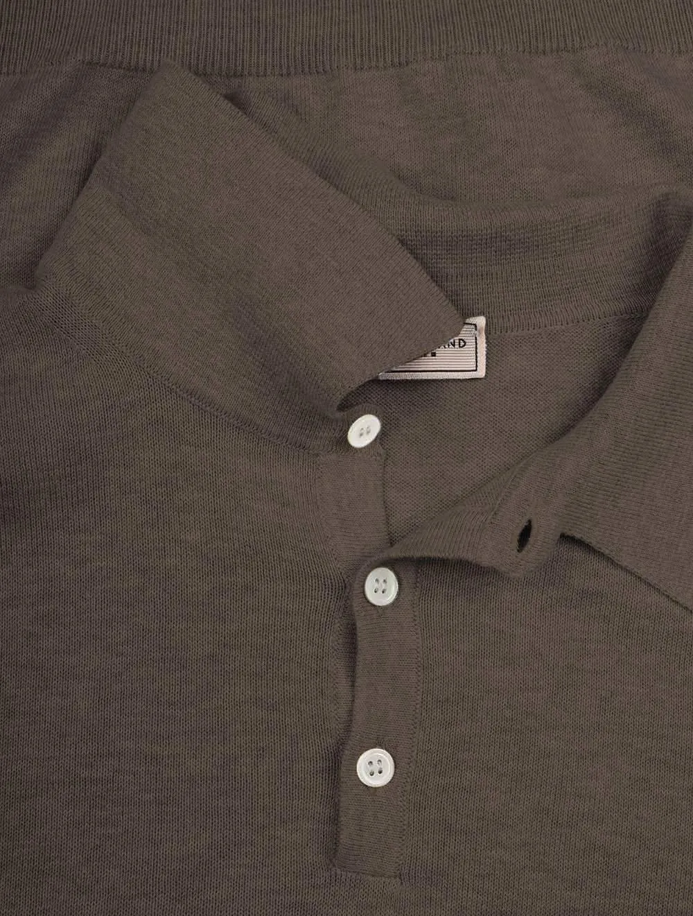 Merino Long Sleeve Polo Brown