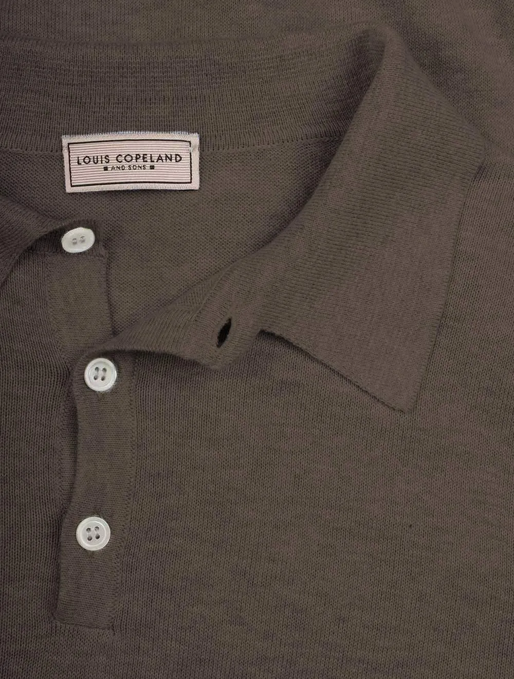 Merino Long Sleeve Polo Brown