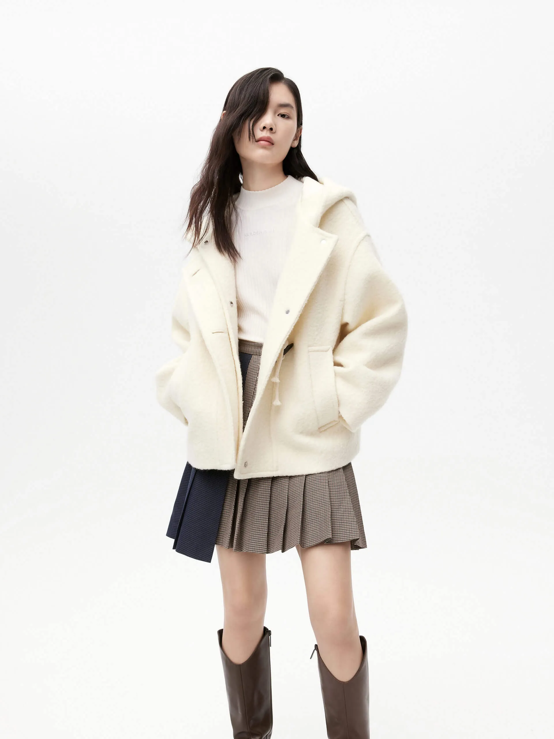 Merino Wool Cropped Coat