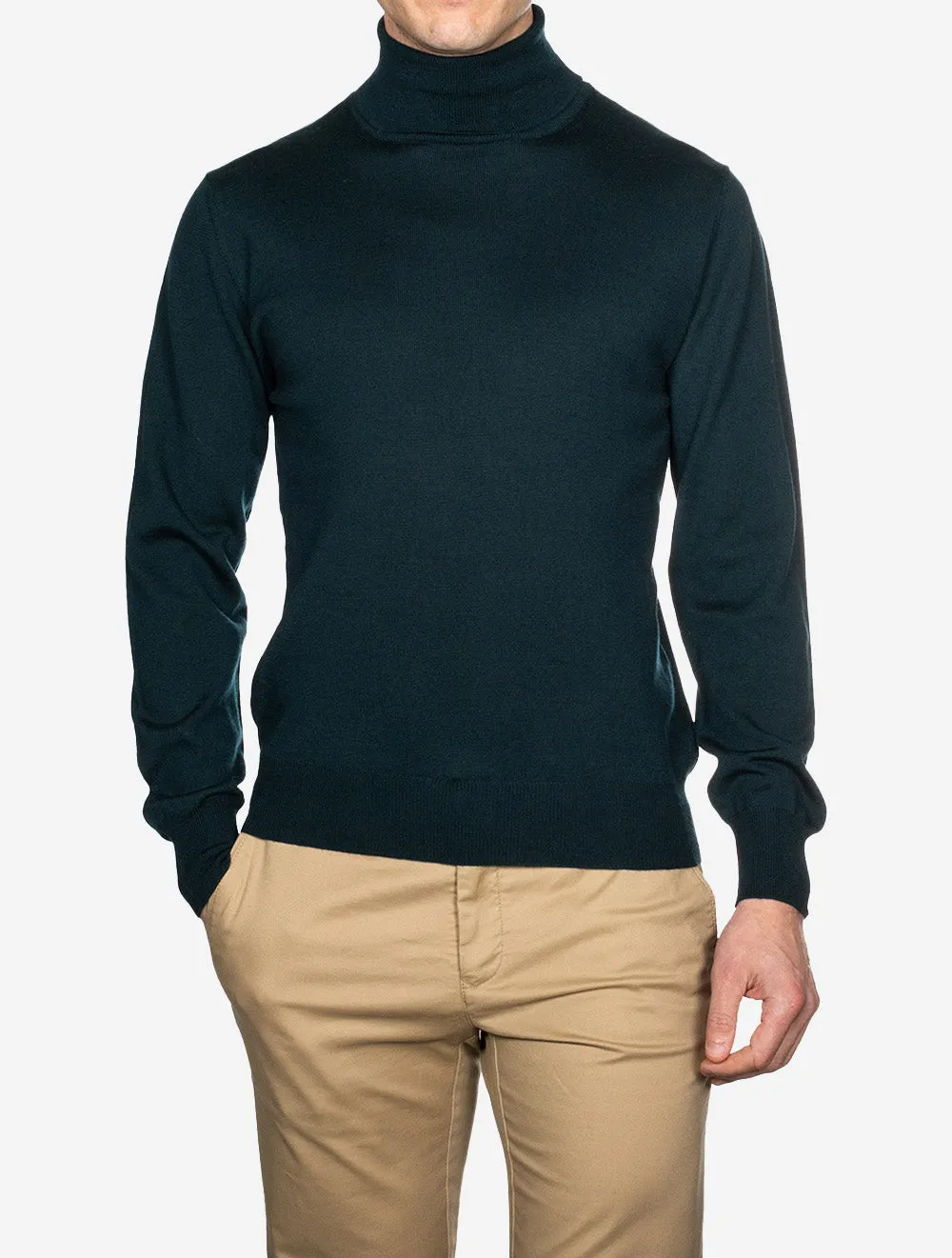 Merino Wool Turtle Neck Green