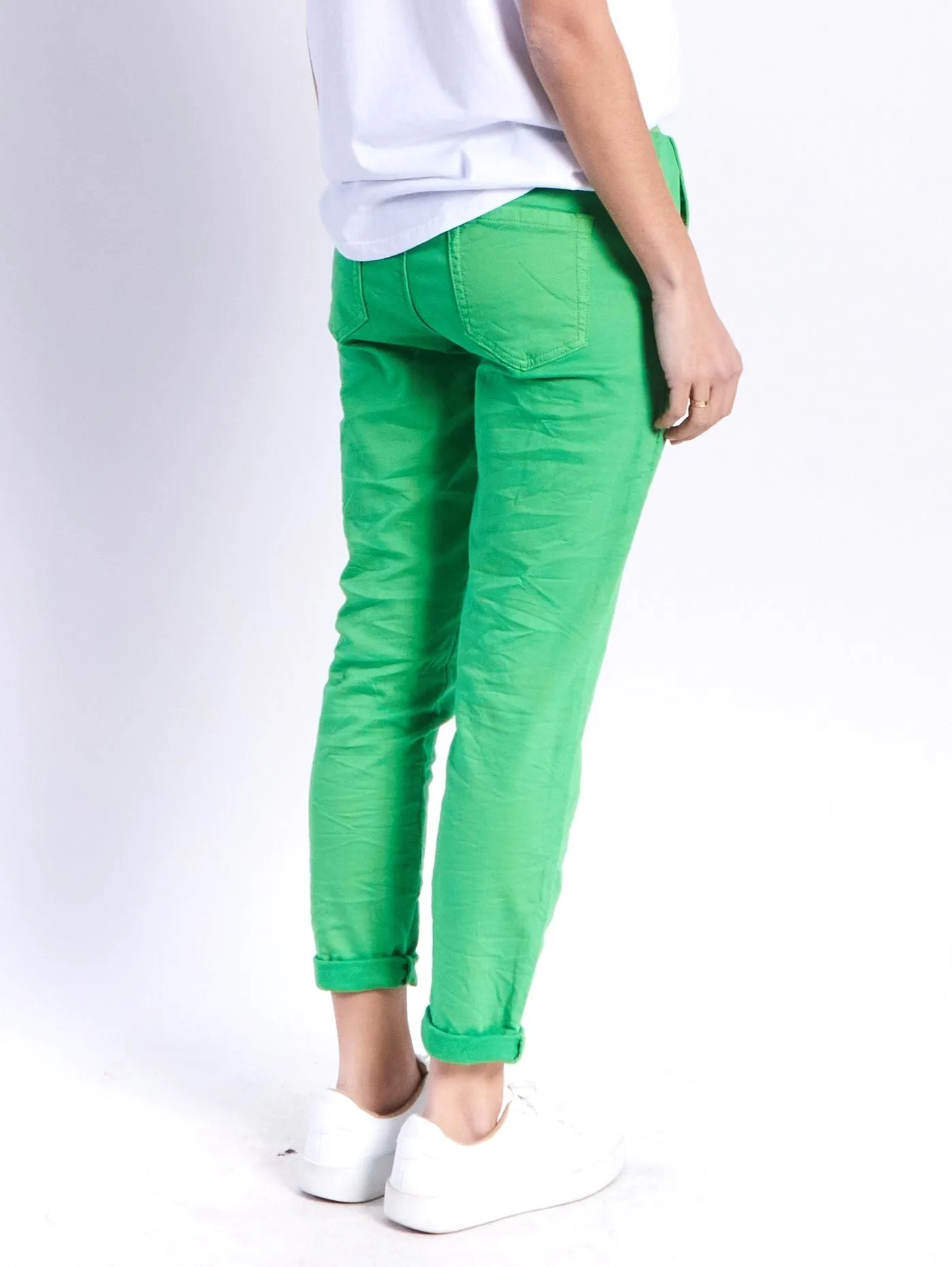 Monaco Riley Denim Jogger - Lime Green Wash