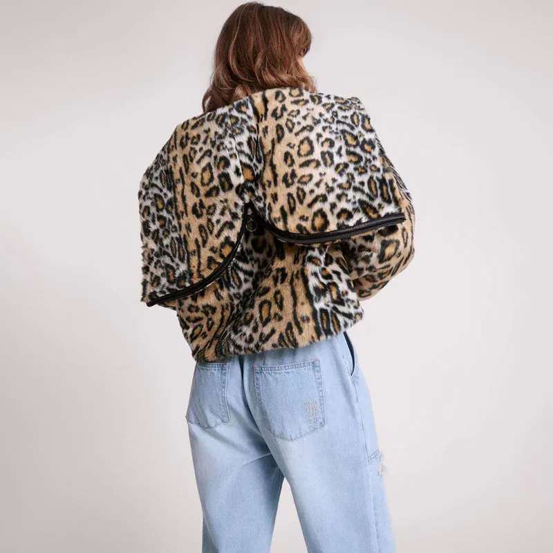 One Teaspoon Faux Leopard Split Hood Jacket