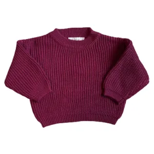 Organic Cotton Knit Oversized Sweater · Gender-neutral · Maroon-Red Color