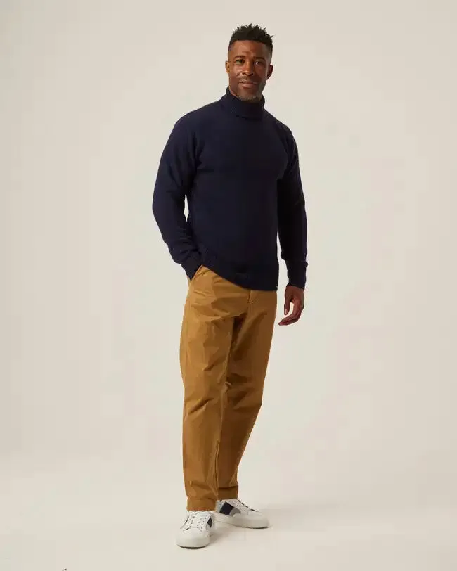 PEREGRINE Makers Stitch - Polo Neck Jumper - Navy