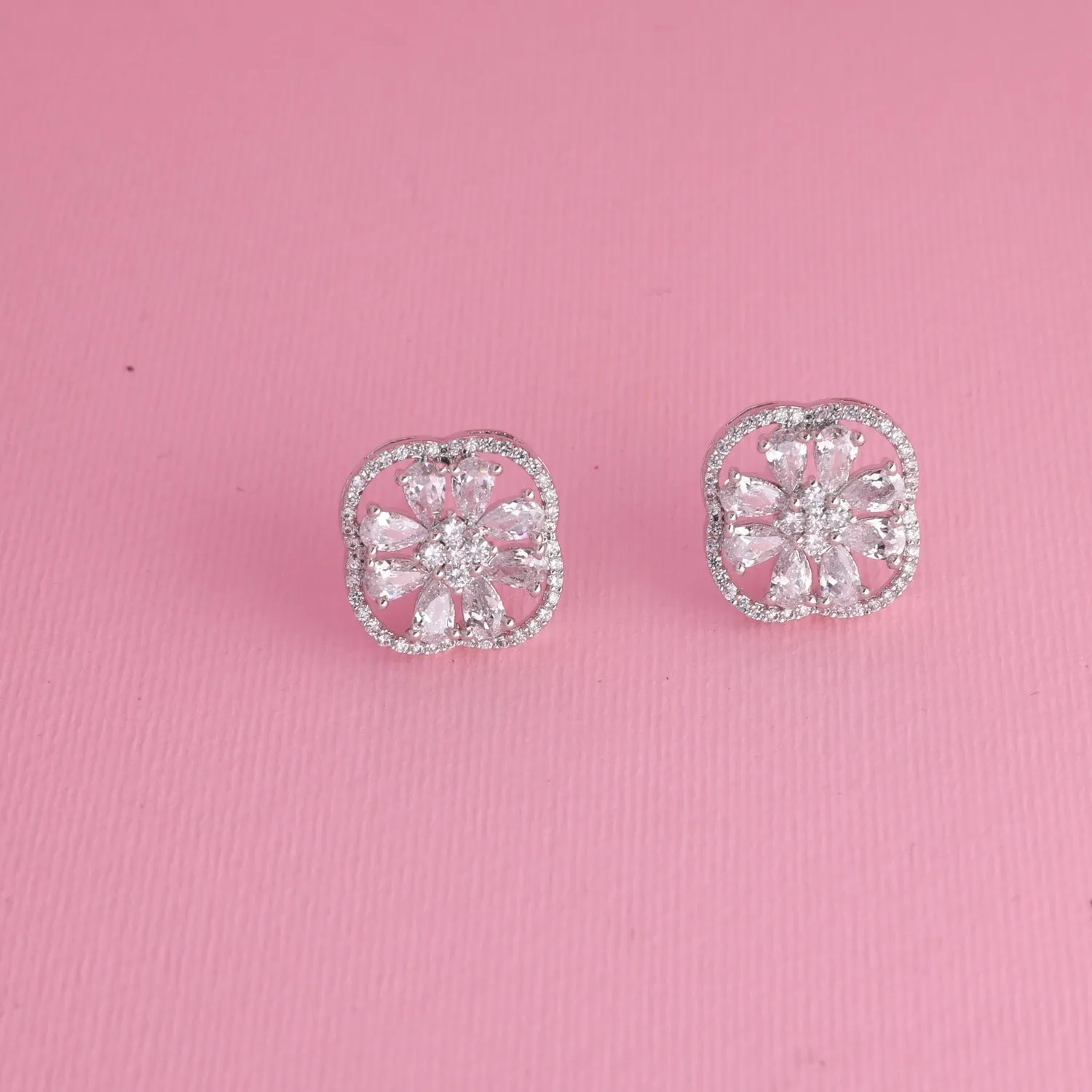 Petal CZ Stud Earrings