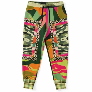 Pink Mardi Gras Floral Camo Plaid Eco-Poly Unisex Joggers