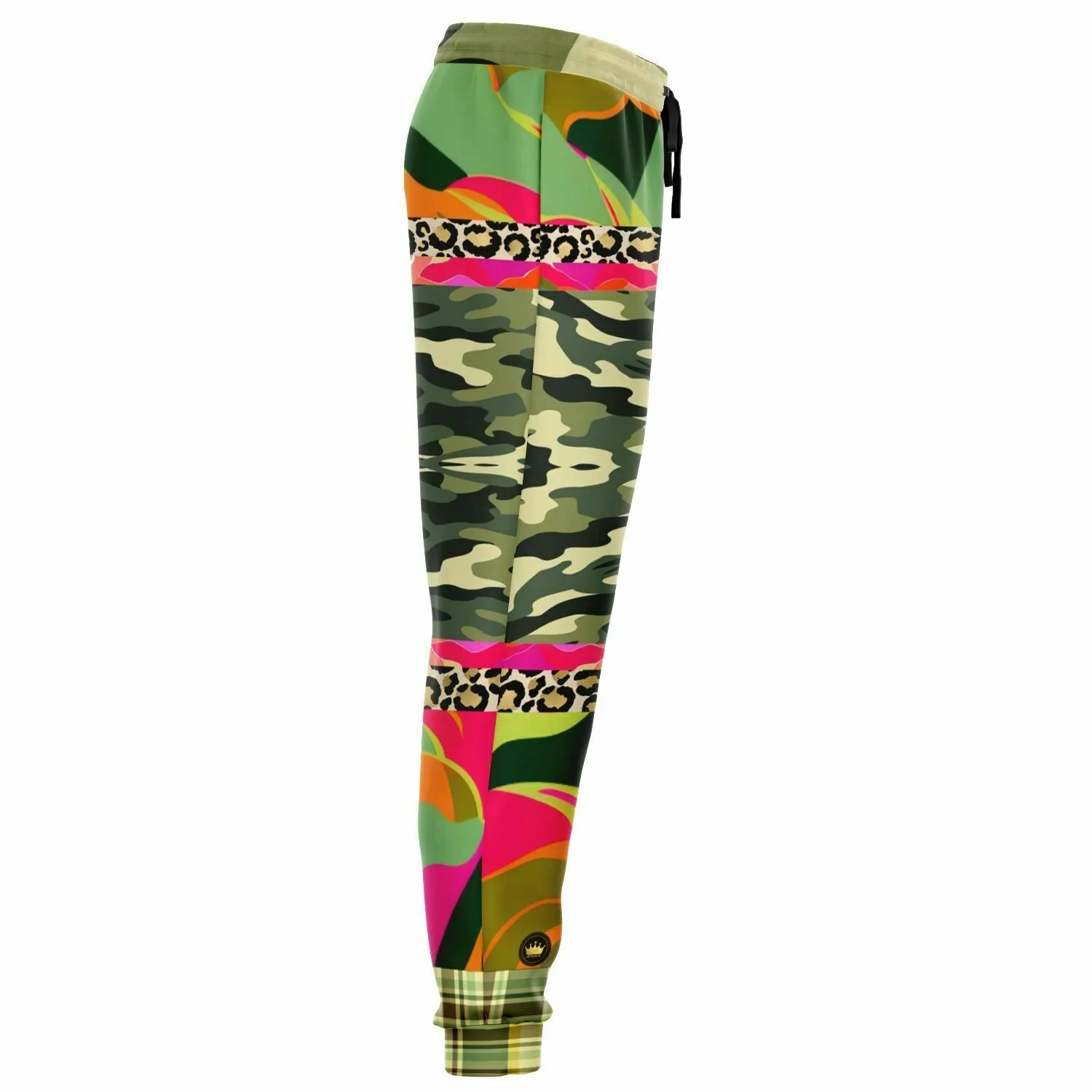 Pink Mardi Gras Floral Camo Plaid Eco-Poly Unisex Joggers