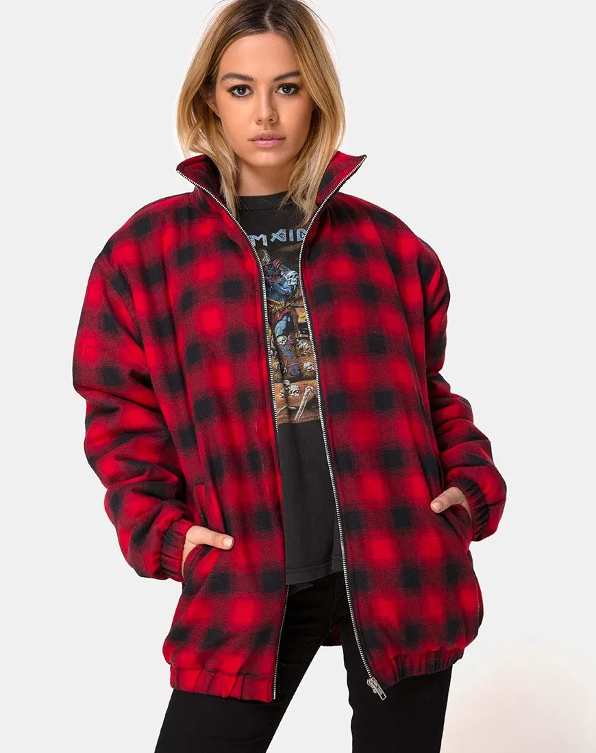 Raven Jacket in Plaid Red Black