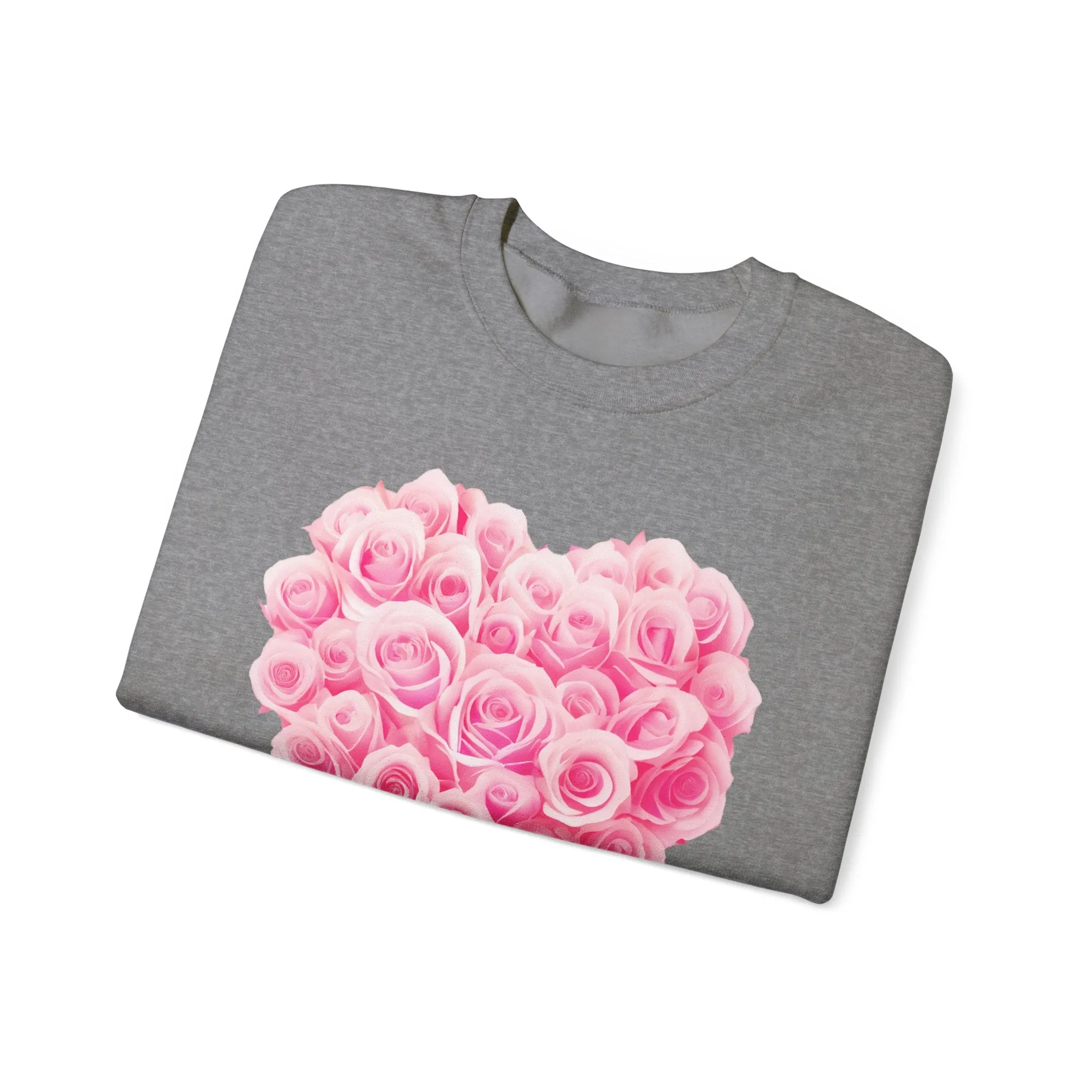 Romantic Rose Heart Sweatshirt - Unisex Heavy Blend™ Crewneck