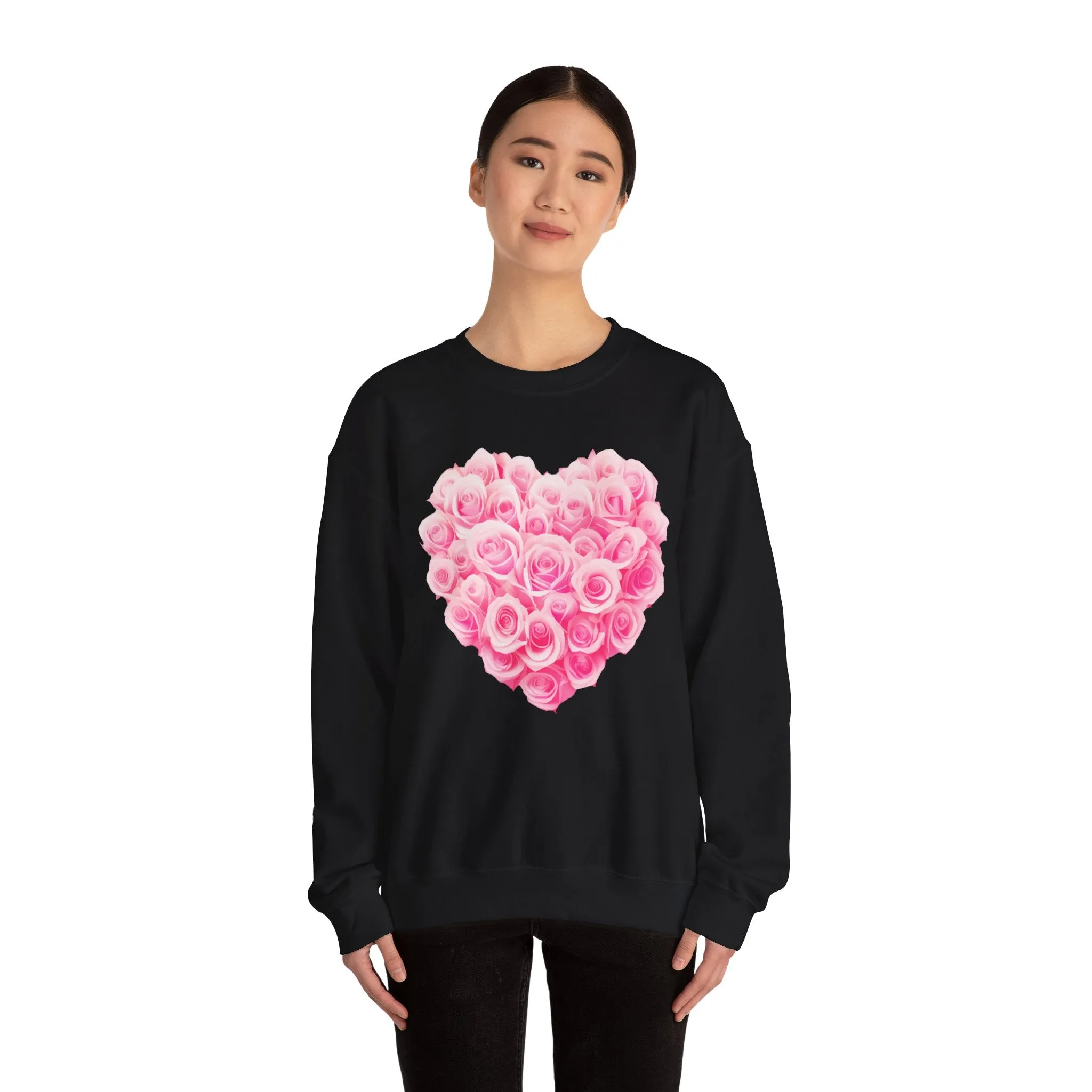 Romantic Rose Heart Sweatshirt - Unisex Heavy Blend™ Crewneck