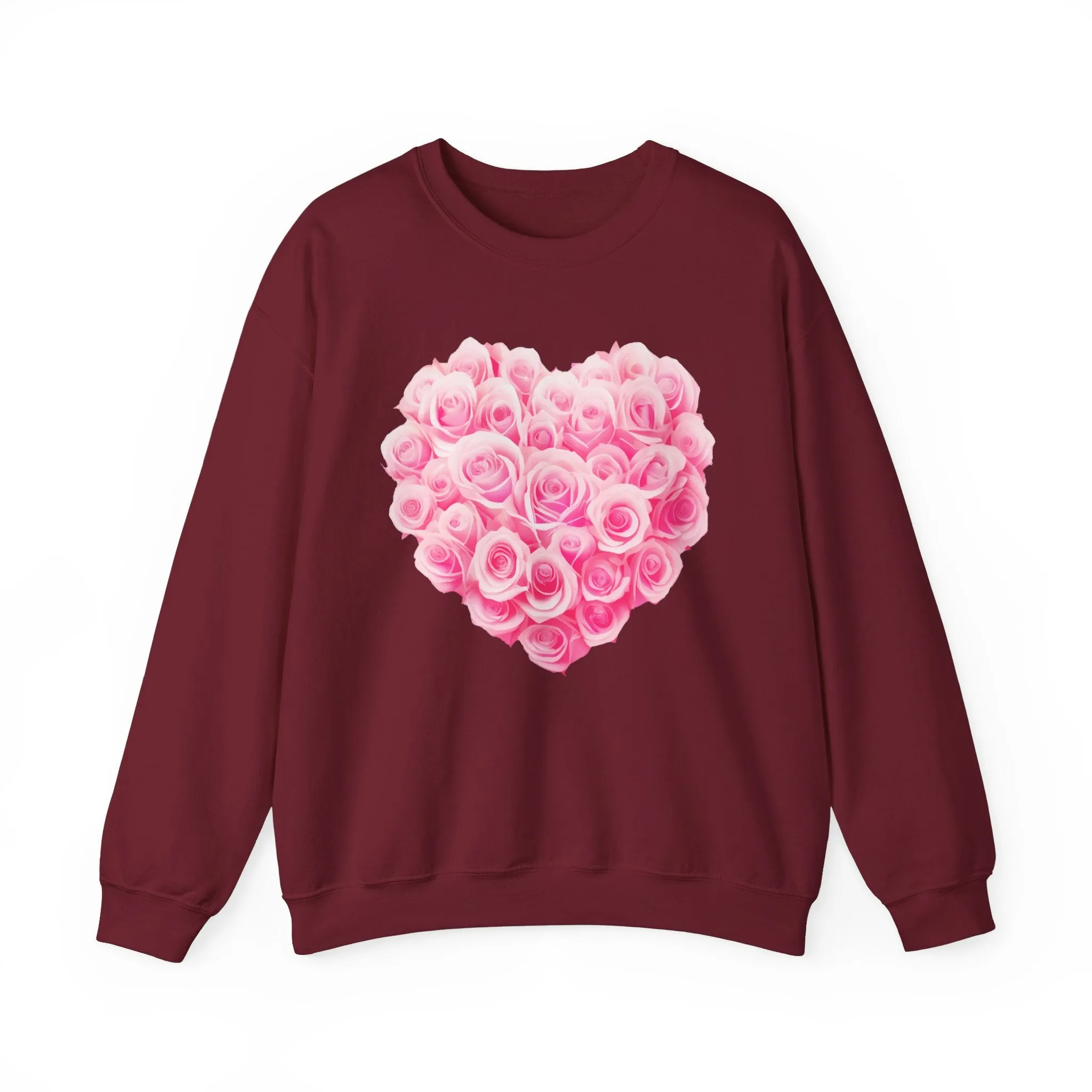 Romantic Rose Heart Sweatshirt - Unisex Heavy Blend™ Crewneck