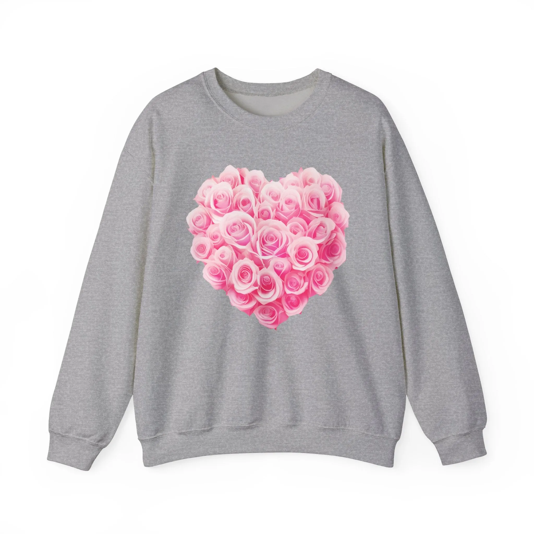 Romantic Rose Heart Sweatshirt - Unisex Heavy Blend™ Crewneck