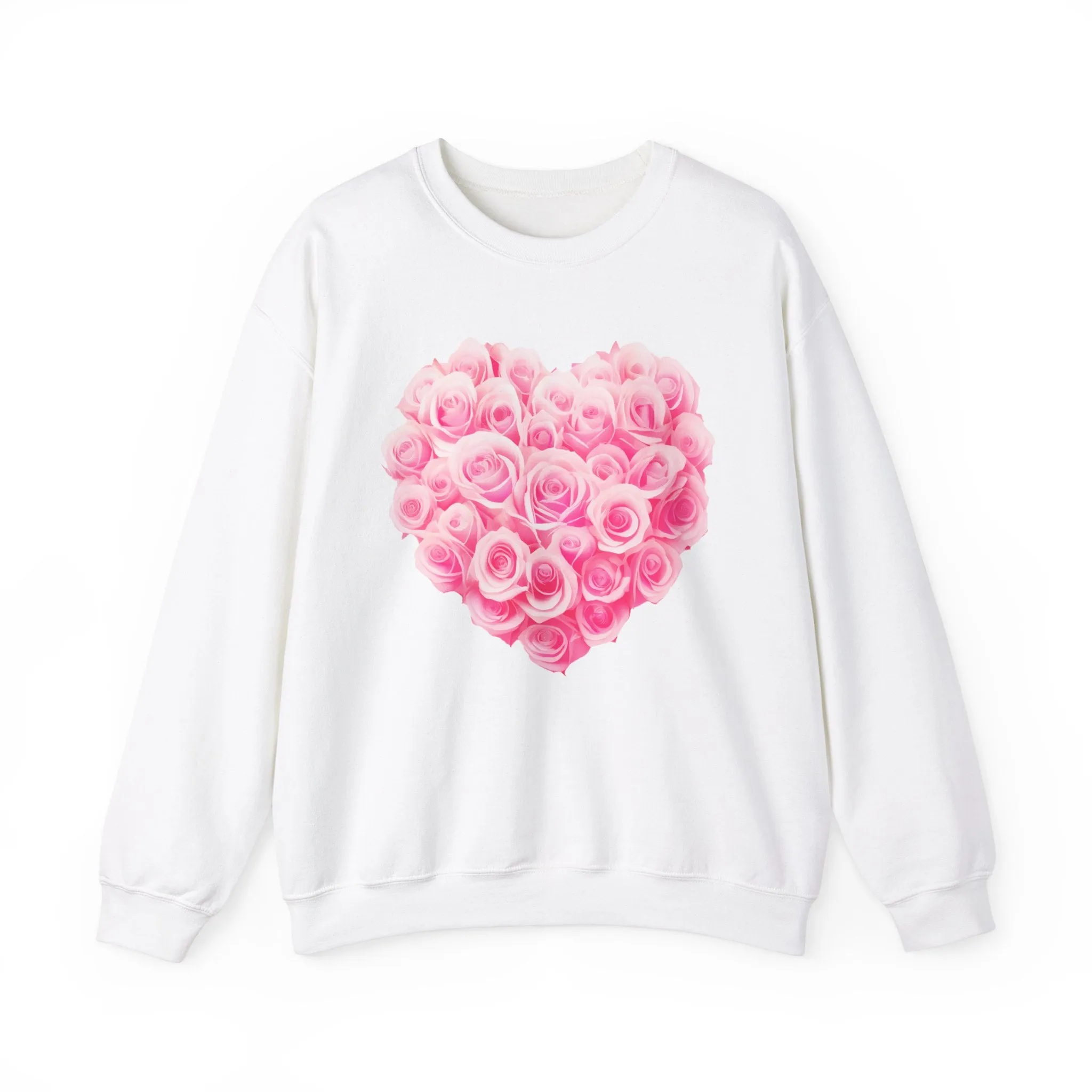 Romantic Rose Heart Sweatshirt - Unisex Heavy Blend™ Crewneck