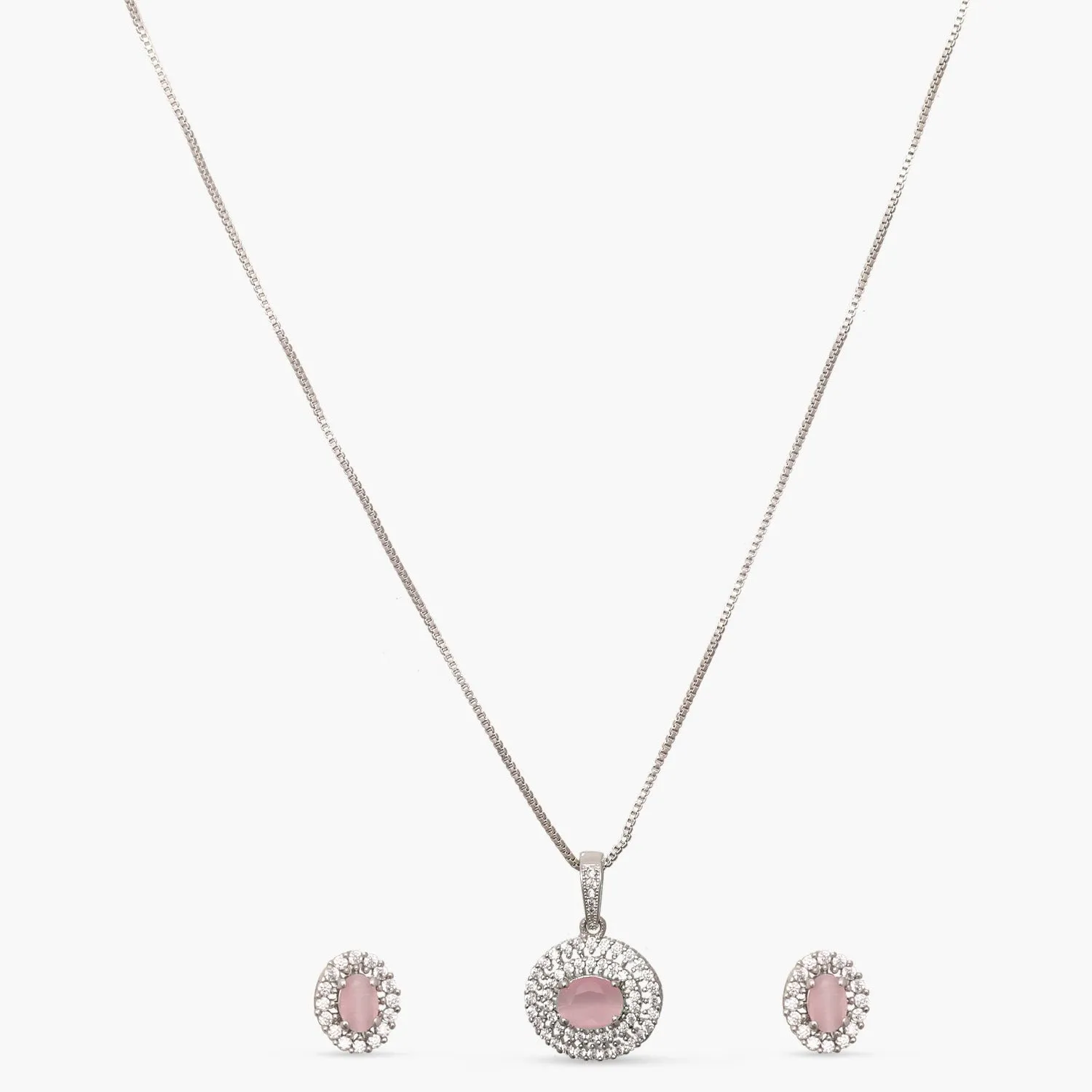 Round Charm CZ Pendant Set