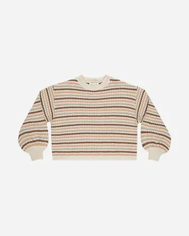 Rylee and Crew Honeycomb Stripe Boxy Crop Sweater