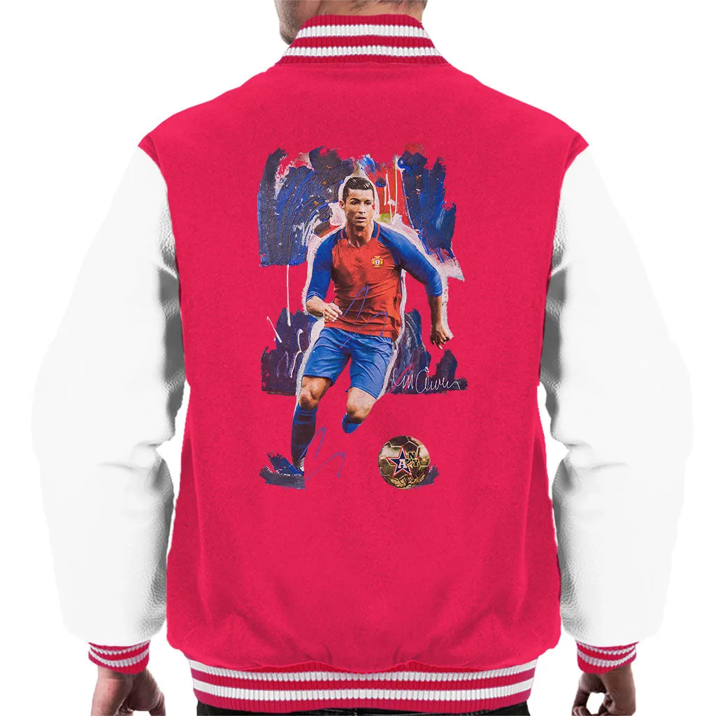 Sidney Maurer Original Portrait Of Cristiano Ronaldo Men's Varsity Jacket