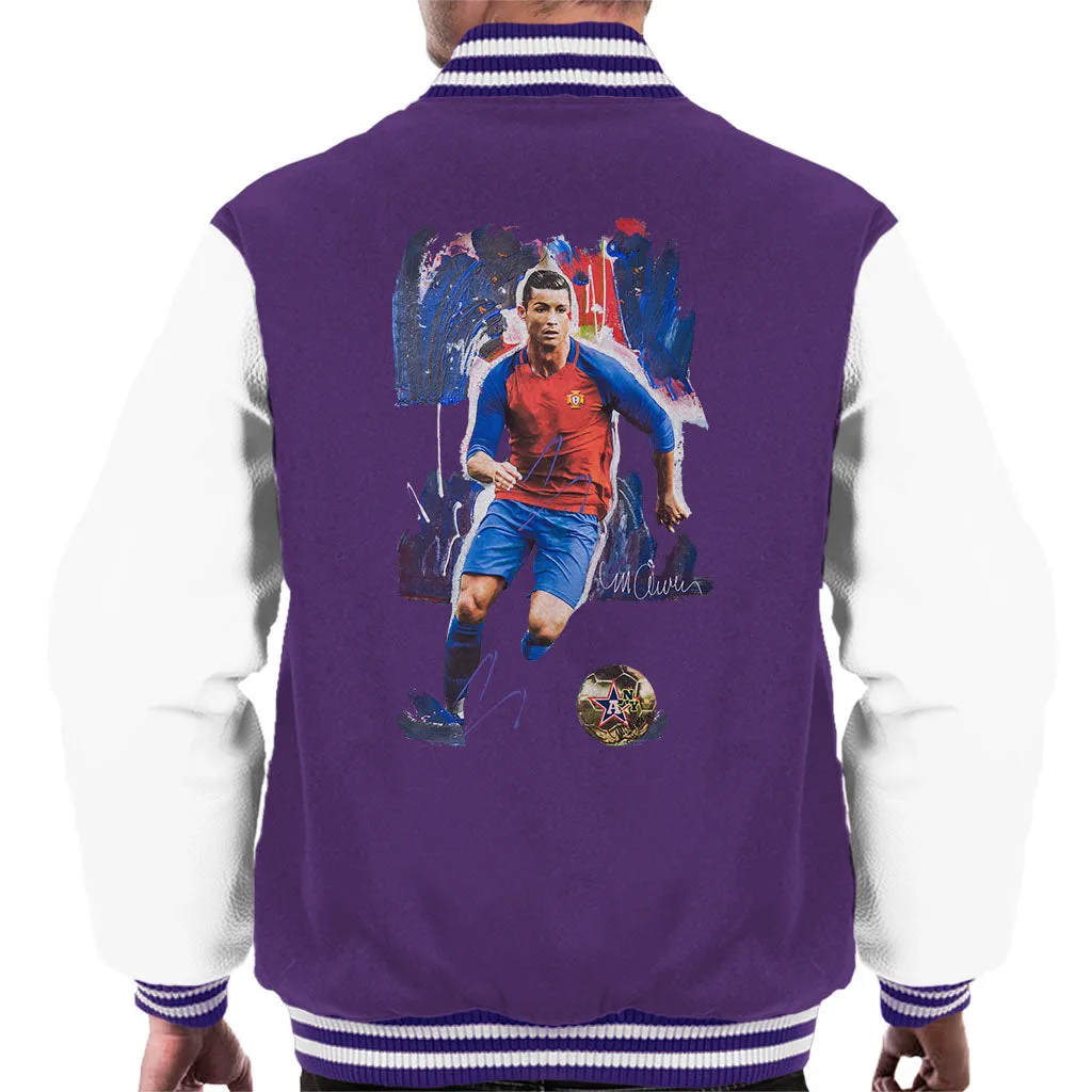 Sidney Maurer Original Portrait Of Cristiano Ronaldo Men's Varsity Jacket